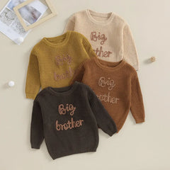1-5years Toddler Boys Autumn Winter Sweater Long Sleeve Letter Embroidery Pullover Knitwear