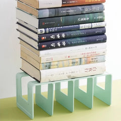 4-Grid Bookends Stand – Desktop Bookshelf Organizer Rack Office Furniture