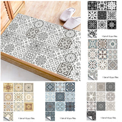 10pcs Retro Pattern Matte Surface Tiles Sticker Transfers Covers for Kitchen Bathroom Tables Floor Hard-wearing Art Wall Decor