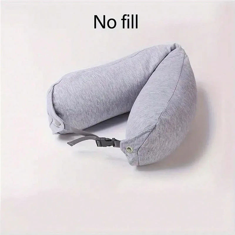 1 hooded travel pillow with storage bag - soft, fillable neck pad suitable for airplane travel, car travel, clothing styling des