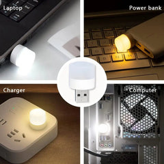 1/10Pcs Mini USB Night Light Warm White Eye Protection Book Reading Light USB Plug Computer Mobile Power Charging LED Night Lamp Home Decor