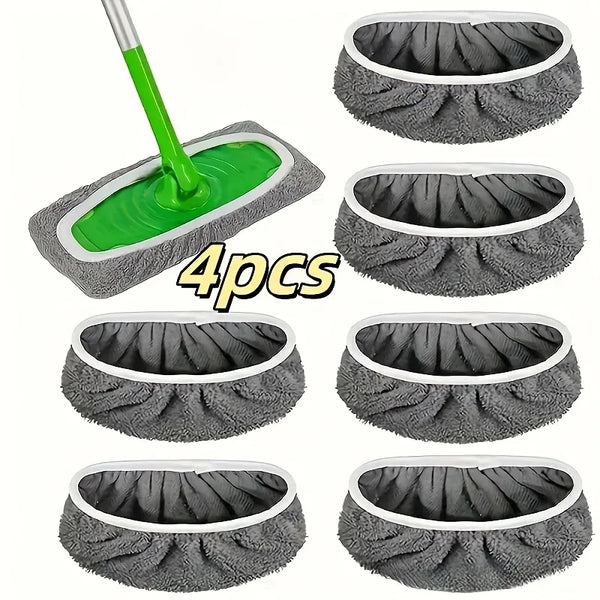 4 Reusable Mop Pads with High Water Absorption and Ultra-fine Fiber Cleaning Pads That Can Firmly Adhere To Most Standard Mops Kitchen Tools, Kitchen Cleaning