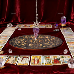 2pcs Spirit Pendulum Paired with Astrological Divination Disc, Divination Tool for Decision-making and Spiritual Rituals
