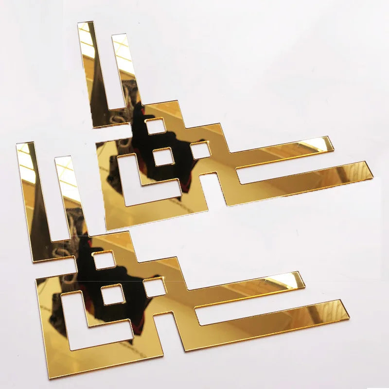 4pcs Acrylic Mirror Sticker Right Angle Corner Hollow Stickers Self Adhesive Removable Wall Mirror Stickers for Home Decor