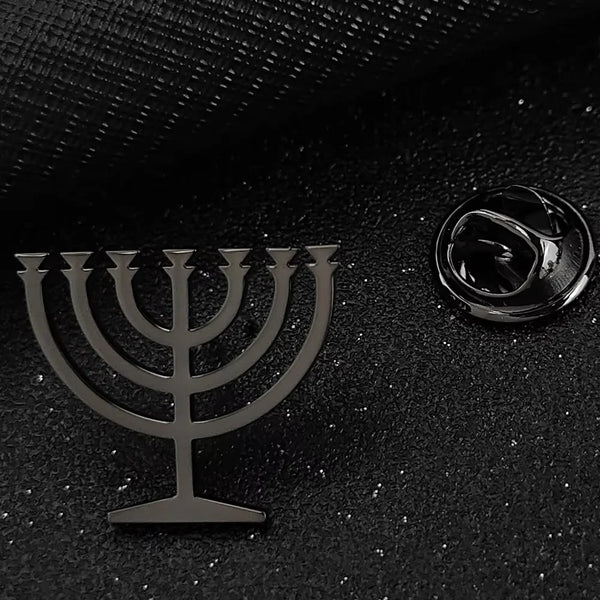 Jewish menorah men's brooch stainless steel lapel pin suit shirt decoration accessories wedding groomsmen gift