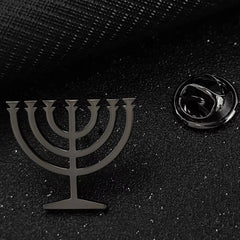 Jewish menorah men's brooch stainless steel lapel pin suit shirt decoration accessories wedding groomsmen gift