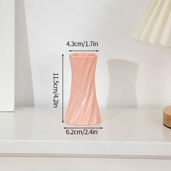Nordic Vases Pure White Plastic Vases Imitation Ceramic Flower Vases Desktop Flowerpot Wedding Decor Home Ornament
