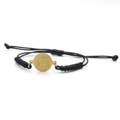Catholic Religious Belief St. Benedict Cross Stainless Steel Bracelets Manual Chinese Knot Bracelets Men Adjustable Jewelry Gift