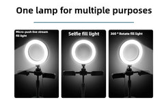 Smartphone Mobile Stand For Cell Phone Holder With LED Ring Light Dual Position For Professional Live Streaming Video Record