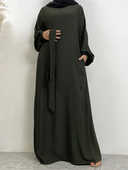 Hot Selle Simple Style Moroccan Dresses Kaftan Turkey Solid Color Gulf Abayas Islamic Women Long Dress Muslim Saudi Robe Ramadan