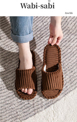 Men’s Open Toe Slippers Anti-Slip Indoor Home Shoes