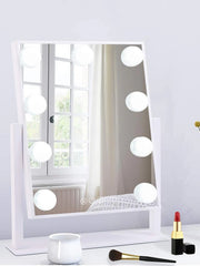 Vanity Mirror with Lights Hollywood Makeup Mirror with 9 LED Bulbs 3 Color Lighting 360°Rotation for Dressing Room & Bedroom