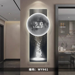 Wall clock, living room entrance decoration painting, electronic clock, digital display creative LED, wall mounted clock Home Decor