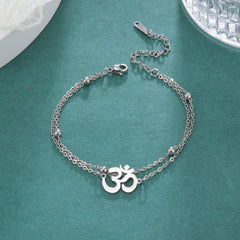 Dawapara Om Ohm Aum Charm Spiritual Pendant Stainless Steel Bracelet Yoga Jewelry Meditation Buddhist Spiritual Amulet