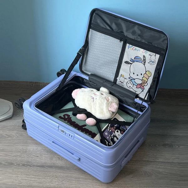 30-Inch Expandable Luggage Suitcase with Carry-On 20-Inch Flip Cover Pull Rod PC Travel Bag Large Capacity Side Opening Silent
