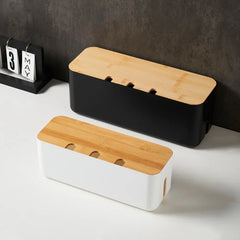 Bamboo Cable Management Box – Hide Wires & Power Strips