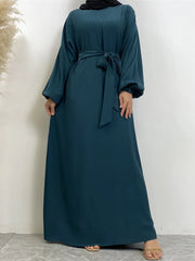 Hot Selle Simple Style Moroccan Dresses Kaftan Turkey Solid Color Gulf Abayas Islamic Women Long Dress Muslim Saudi Robe Ramadan