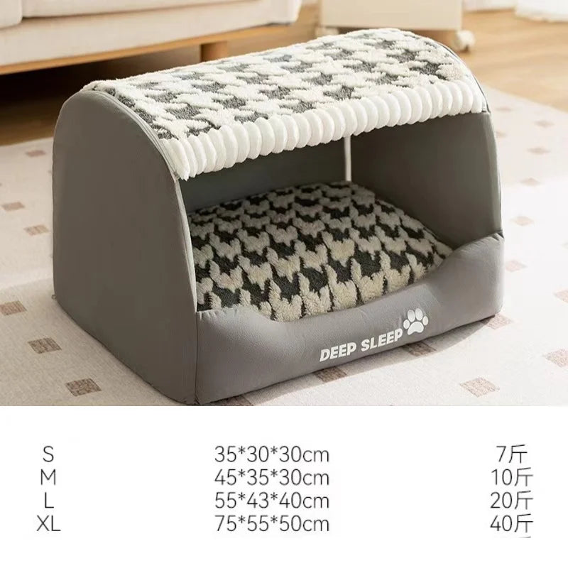 Autumn and Winter Dog Thousand Birds Grid Drawer Dog Kennel Large Dog Large Dog Kennel Deep Sleep Cat Kennel Pet Kennel Pet Shop