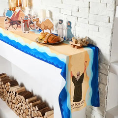 VIKAMA Passover Tablecloth Jewish holiday decoration, suitable for Passover Seder ceremonies, featuring Star of David motif