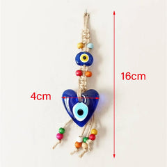 Lucky Eye Glass Blue Turkish Evil Eye Pendant Wall Hanging Multi Color Bead Handmade Decoration for Home Living Room Car