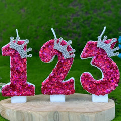Pink Children's Birthday Number Candles Girl And Holders Surprises Candle Sparkles Cake Decoration Funny Lighting Lamps Candles