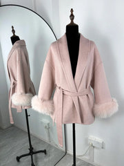 Tossy Fox Fur Wool Short Coat – Elegant Double-Sided Women Jacket
