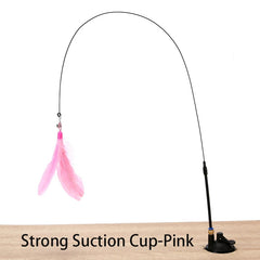 Interactive Cat Toy Handfree Cat Stick Kitten Playing Teaser Wand Toy Suction Cup Feather Wand Pet Supplies Simulation Feather Pet Shop