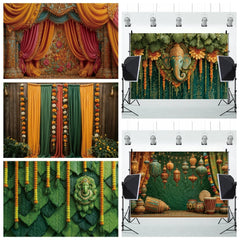 Indian Garlands Diwali Backgrounds Marigold Flowers Curtain Puja Ganpati Pooja Traditional Birthday Wedding Party Decor Backdrop