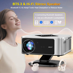 HORLAT 40000Lumens LCD Projector 3D Cinema LED Beamer Full HD 1080P 4K Video Auto Focus Keystone Home Theater 5G WiFi Proyector