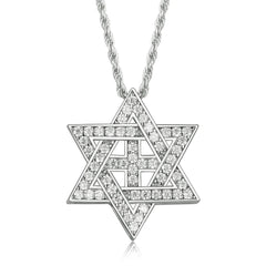 APIR 925 Silver D/VVS1 Moissanite Star Pendant Necklace Cross Star of David for Men Women Lucky Amulet Chain Neck Jewelry