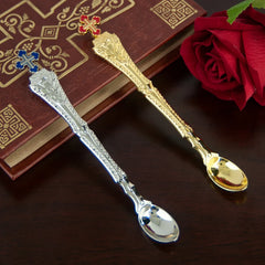 HTISOK Church Product Religion Accessory Gold Plated Orthodox Holy Water Spoon Religious Rituals for Church Decoration
