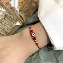 Turkish Evil Eye Bracelets For Women Men Handmade Woven Crystal Beads Demon Eyes Red Black Rope Chain Bracelet Couple Jewelry