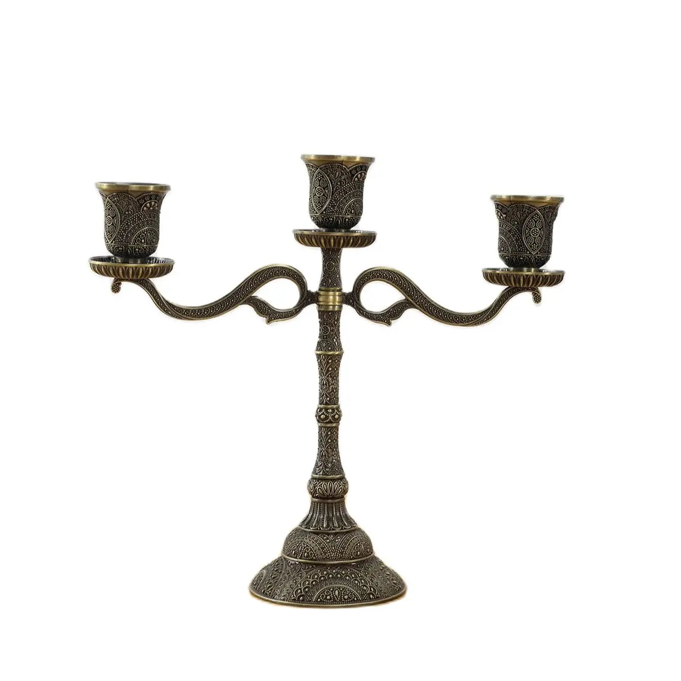 Creative Home Decorations Zinc Alloy High-grade Classical Candles Taipei European Decoration Hotel Wedding Three-Headed Candlest