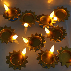 RMWIN-Indian Style 12Pcs LED Candle Floating Oil Lamp-Water-Activated Waterproof Diya For Home Decor