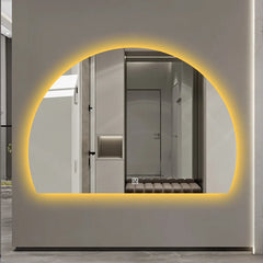 LED Light Luminous Left and Right Cut Irregular Art Mirror Vanity Popular Smart Semicircular Bathroom Mirror Full-length Mirror