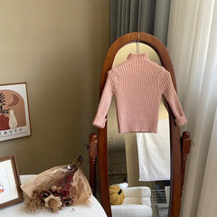 High Neck Baby Sweaters Autumn Winter Kids Boys Girls Long Sleeve Pure Color Knit Sweater Baby Kids Boys Girls Pullover Sweaters