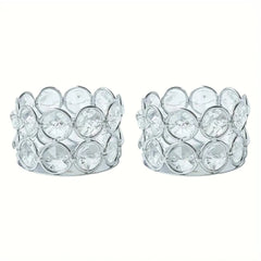 4pcs Silvery Golden Crystal Tealight Candle Holders for Home Table Bedroom Centerpiece Wedding Family Party Decor Creative Gifts