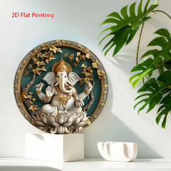 Weather-Resistant Vintage Ganesha  Wall Hanging Sign 1pc | 2D Flat, No Electricity Needed and Party Decor, Indian Home Deco