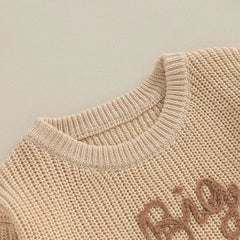 1-5years Toddler Boys Autumn Winter Sweater Long Sleeve Letter Embroidery Pullover Knitwear