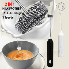 Electric Milk Frother & Egg Beater – USB-C 3-Speed Handheld Whisk