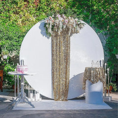 Champagne Round Photography Backdrop Cloth Cover Baby Shower Birthday Party Wedding Decor Photo Backdrop Cloth Circle Background