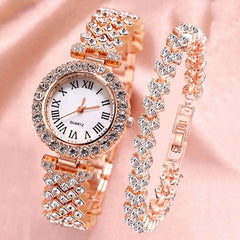 Luxury Women’s Diamond Steel Band Watch & Bracelet Set