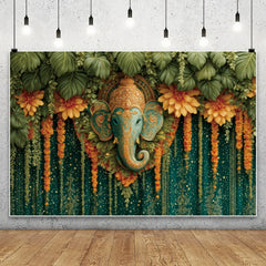 Indian Garlands Diwali Backgrounds Marigold Flowers Curtain Puja Ganpati Pooja Traditional Birthday Wedding Party Decor Backdrop