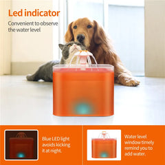 2L Automatic Cats and Dogs Water Fountain with LED Lighting USB Pet Water Dispenser with Recirculate Filtring for Pet Feeder