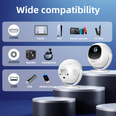 XBJ Mini  4K Home Theater Projector, Android WiFi 6 BT 5.0 Auto Keystone 360° Rotation Portable Video Projector for Outdoor Home