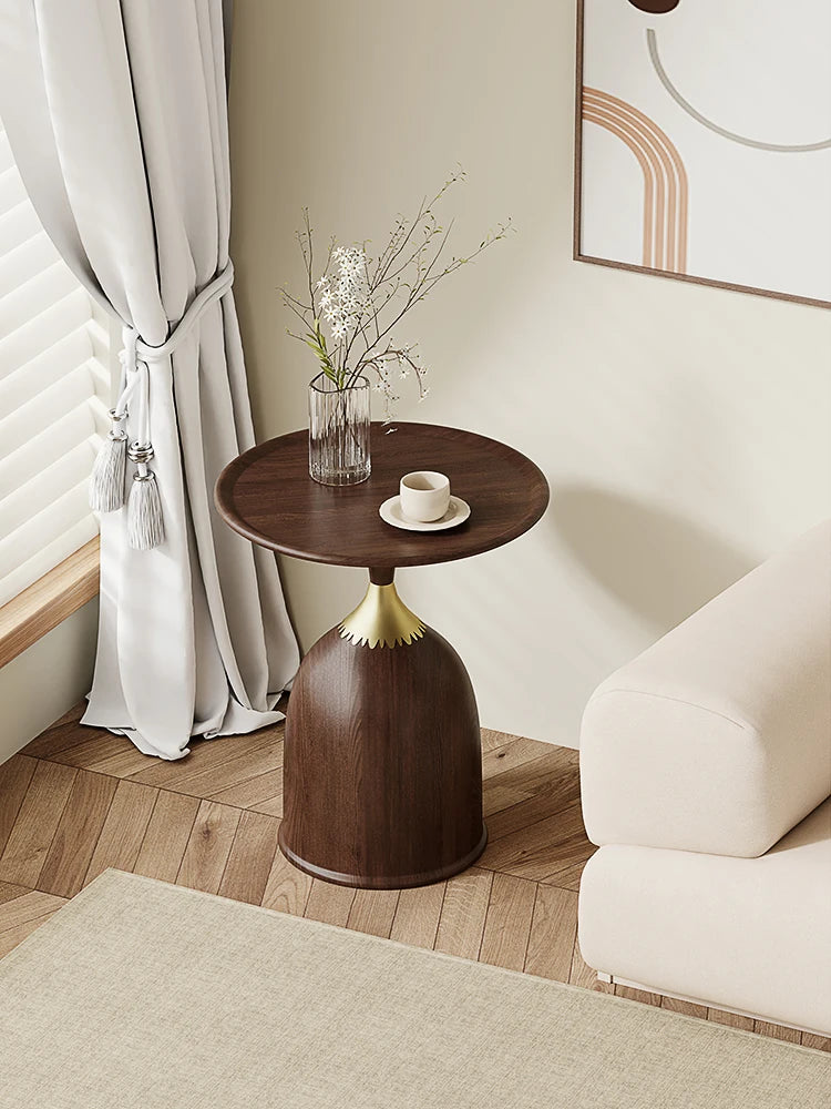 Walnut Color Side Table Carbon Steel Imitation Wood Grain Coffee Tables Bedroom Furniture Cupboard Antique Style Modern Furniture