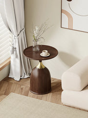 Walnut Color Side Table Carbon Steel Imitation Wood Grain Coffee Tables Bedroom Furniture Cupboard Antique Style Modern Furniture