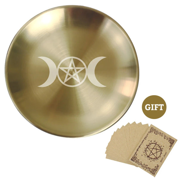 Pagan Ritual Tray Altar Pentagram Plate Crystal Stone Shelves Candle Holder Incense Burner Home Decor Accessories Witch Gift