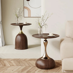 Walnut Color Side Table Carbon Steel Imitation Wood Grain Coffee Tables Bedroom Furniture Cupboard Antique Style Modern Furniture