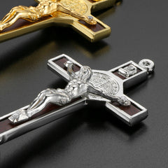 Fashion Car Ornament Metal Jesus Wood Cross Crucifix Auto Interior Dashboard Decoration Christian Jesus Ornaments Accessories
